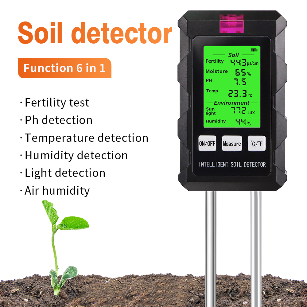 Ph Ec Meter Hydroponic - 6 in 1 Digital Soil Tester