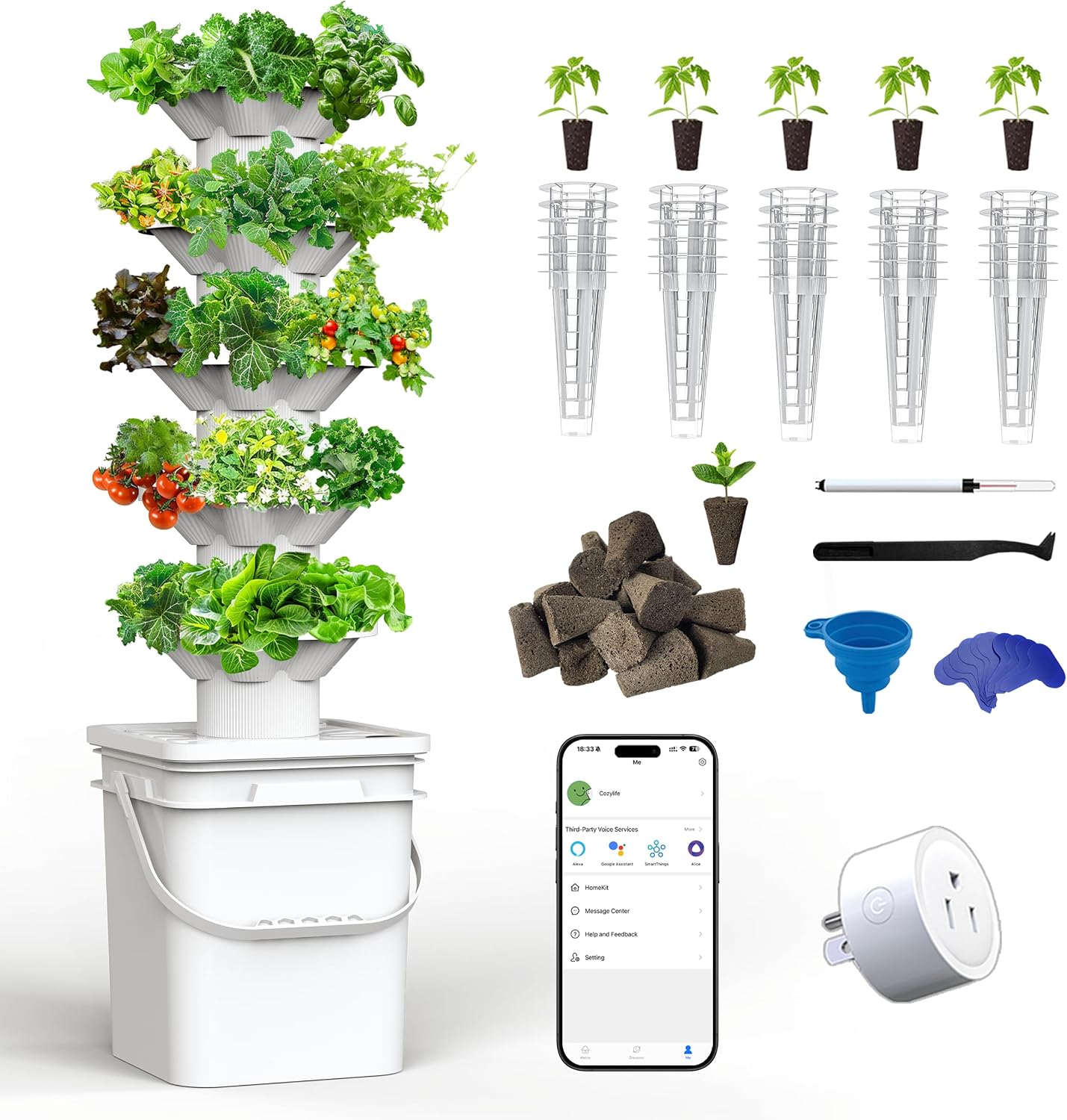 Hydroponic Tower Garden - Hydroponics Growing System Kit 5 Layer