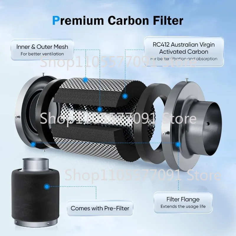 Carbon Filter Grow 6 Inch - 4/6 Inch EC Inline Duct Fan