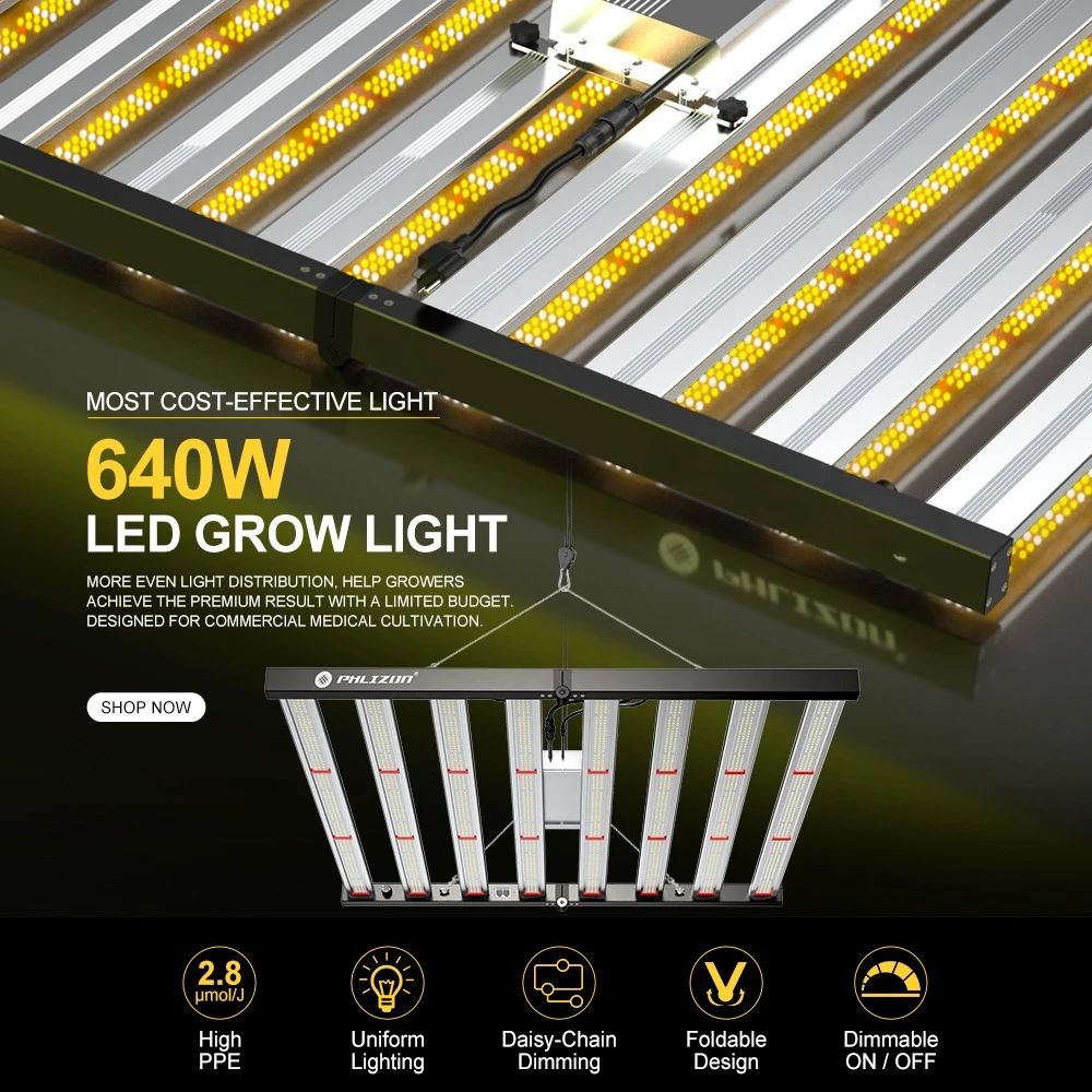 Stock Phlizon Full Spectrum Li - đánh giá và giá Led Grow Light Bar 640W