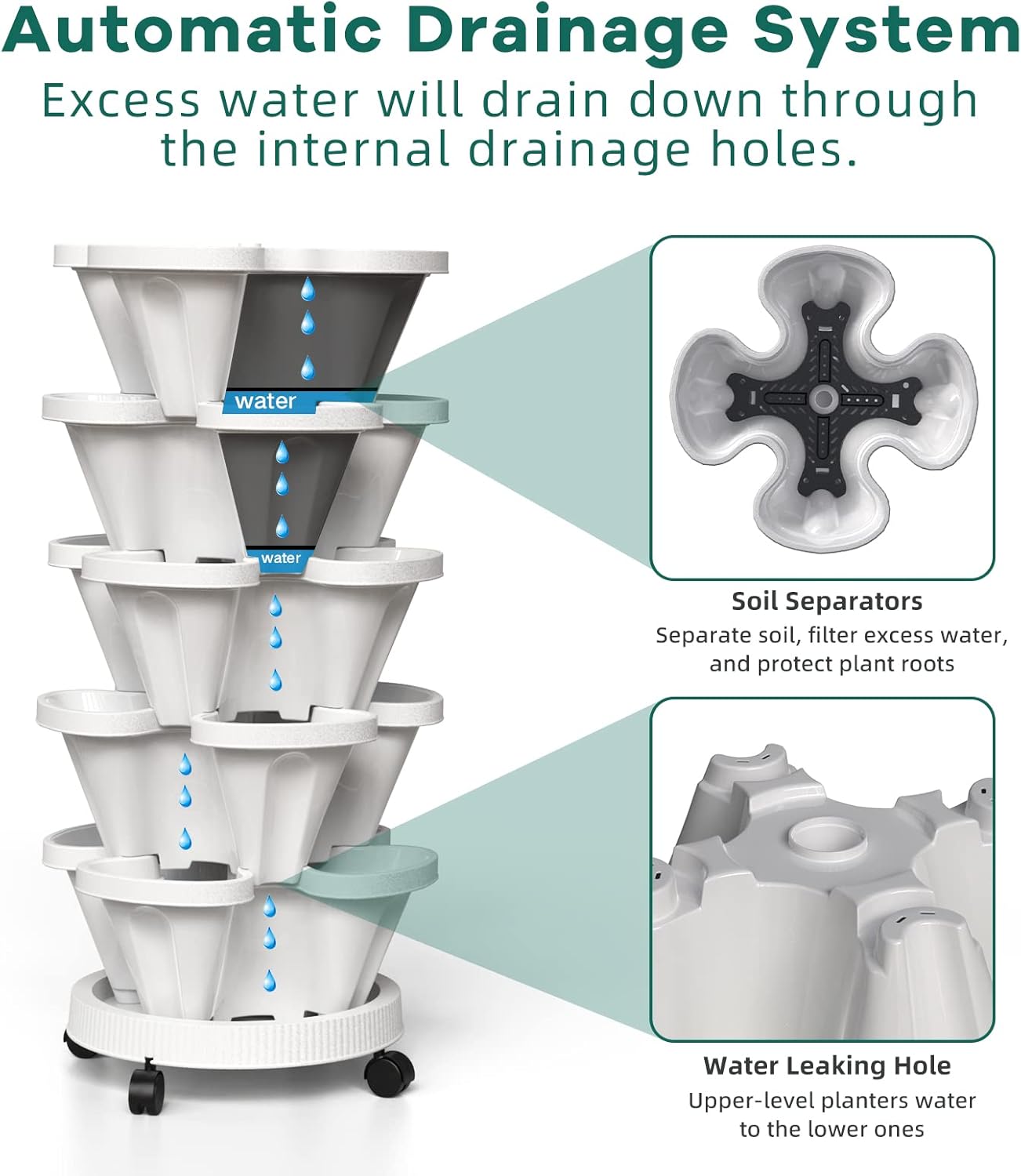 Stackable Flower Pot5 Layer Fl - đánh giá và giá Hydroponic Tower Garden