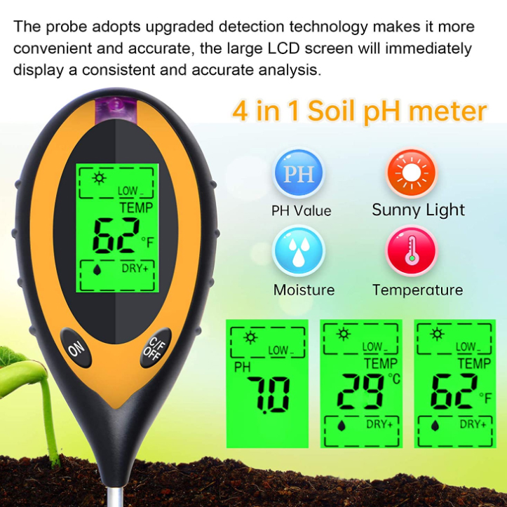 4 in 1 PH Light Temp Moisture  - đánh giá và giá Ph Ec Meter Hydroponic