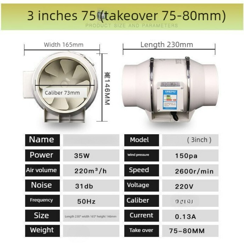 3/4/5/6/8inch Exhaust Pipe Fan - đánh giá và giá Inline Duct Fan 8 Inch