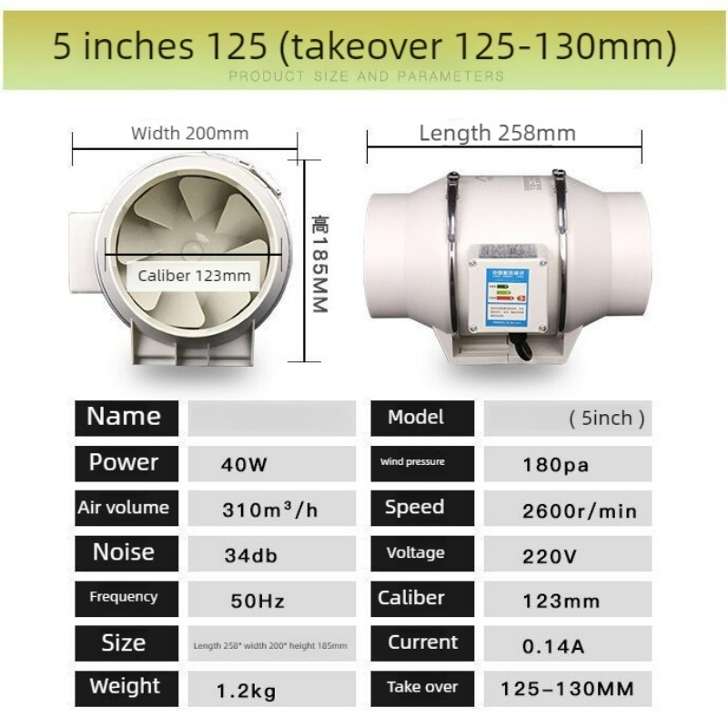 3/4/5/6/8inch Exhaust Pipe Fan - đánh giá và giá Inline Duct Fan 8 Inch